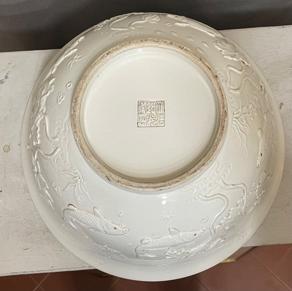 Grand Bol En Porcelaine Blanche De Chine, 19ème Siècle-photo-6