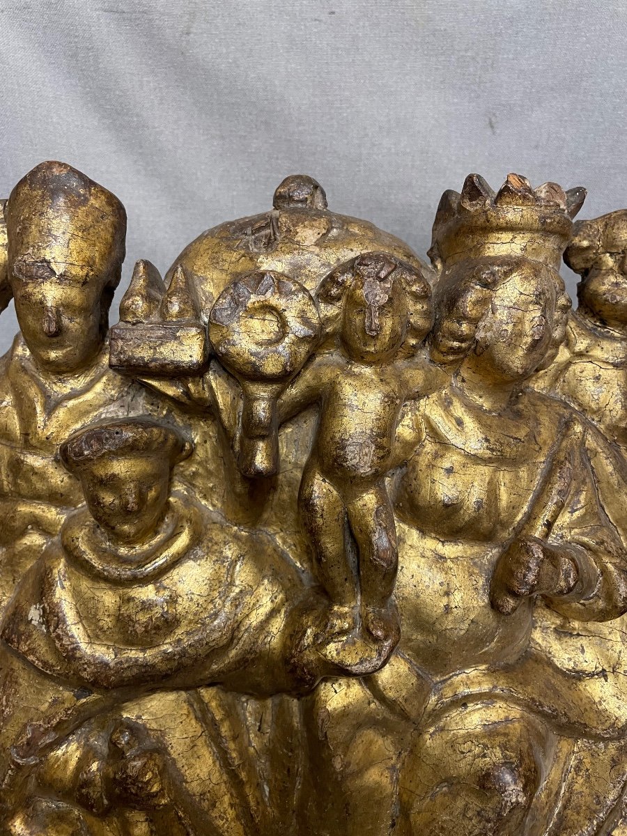 Gilded Wooden Sculpture Of The Holy Family, 16th Century-photo-3