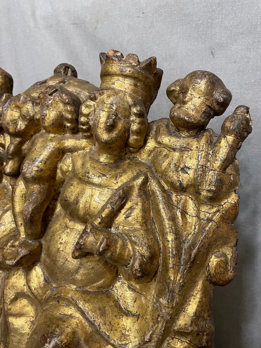 Gilded Wooden Sculpture Of The Holy Family, 16th Century-photo-4