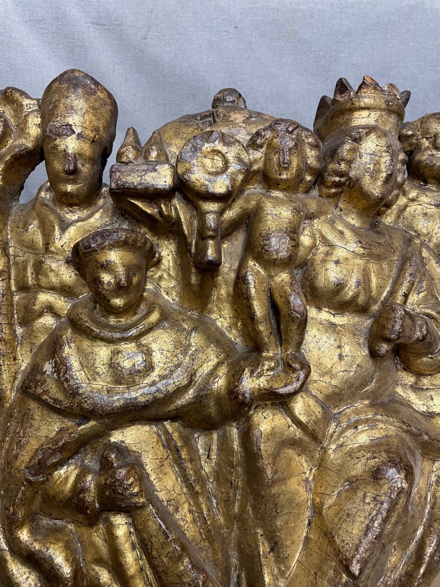 Gilded Wooden Sculpture Of The Holy Family, 16th Century-photo-4