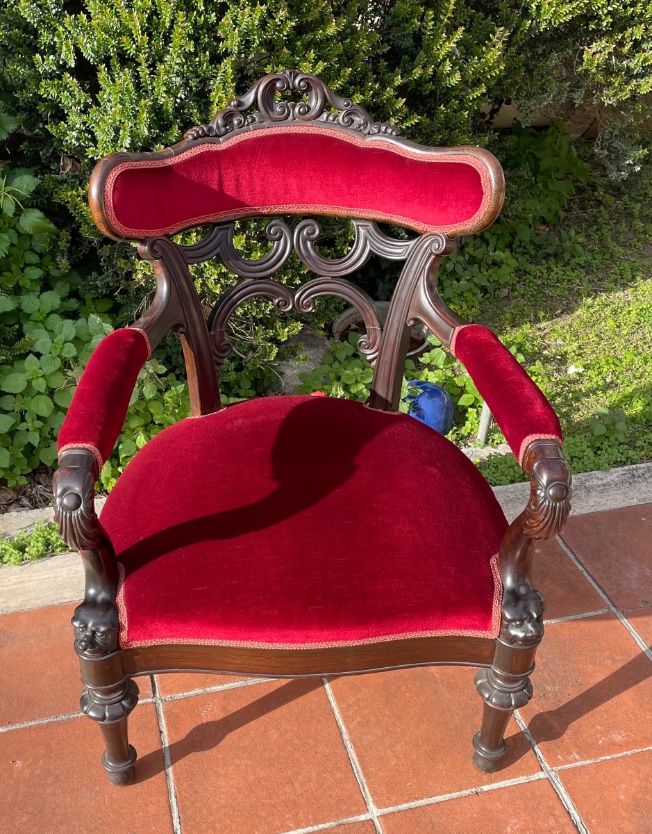 Fauteuil Charles X En Palissandre XIXe Siècle