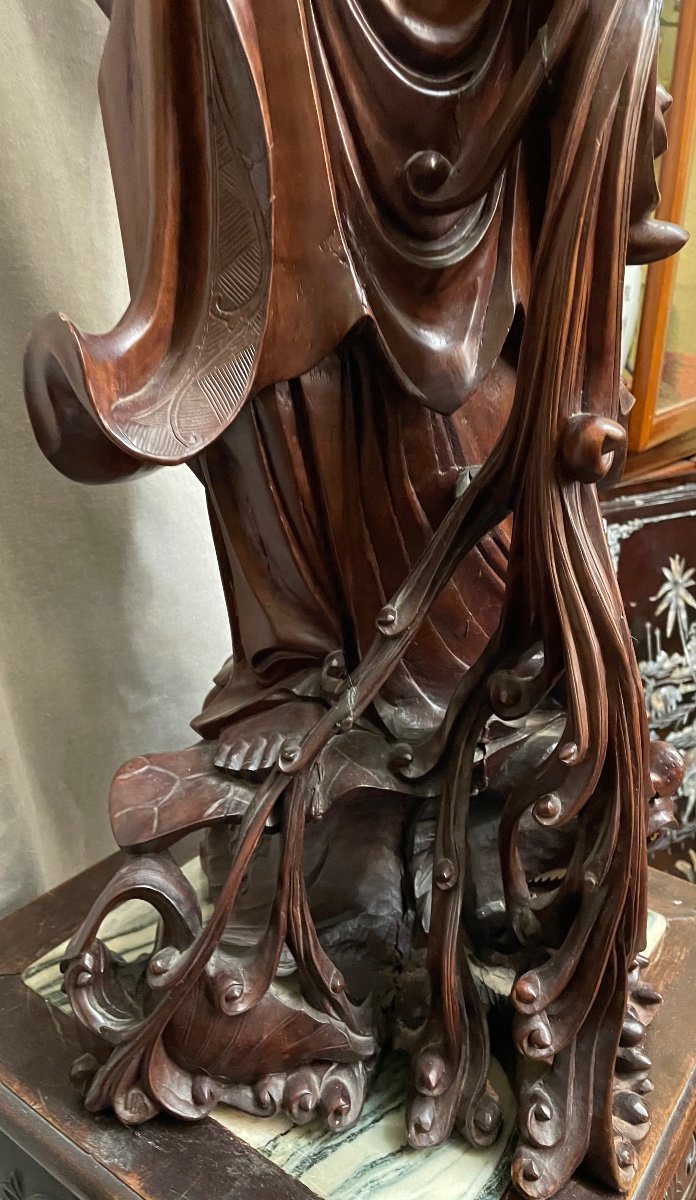 Grand Guanyin En Bois Du XXe Siècle-photo-3