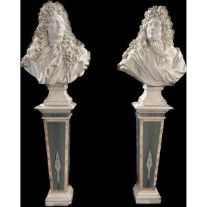 Pair Of Large 20th Century Marble Busts