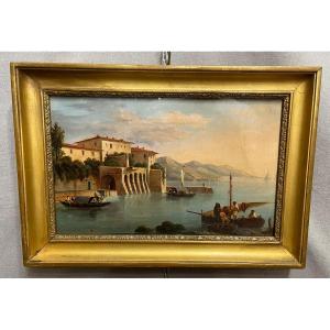 Oil On Cardboard Amalfi Coast 19th Century