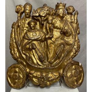 Gilded Wooden Sculpture Of The Holy Family, 16th Century