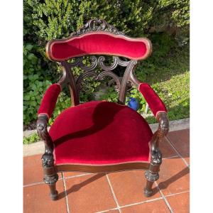 Fauteuil Charles X En Palissandre XIXe Siècle