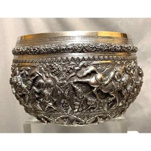 19th Century Burmese Silver Bowl