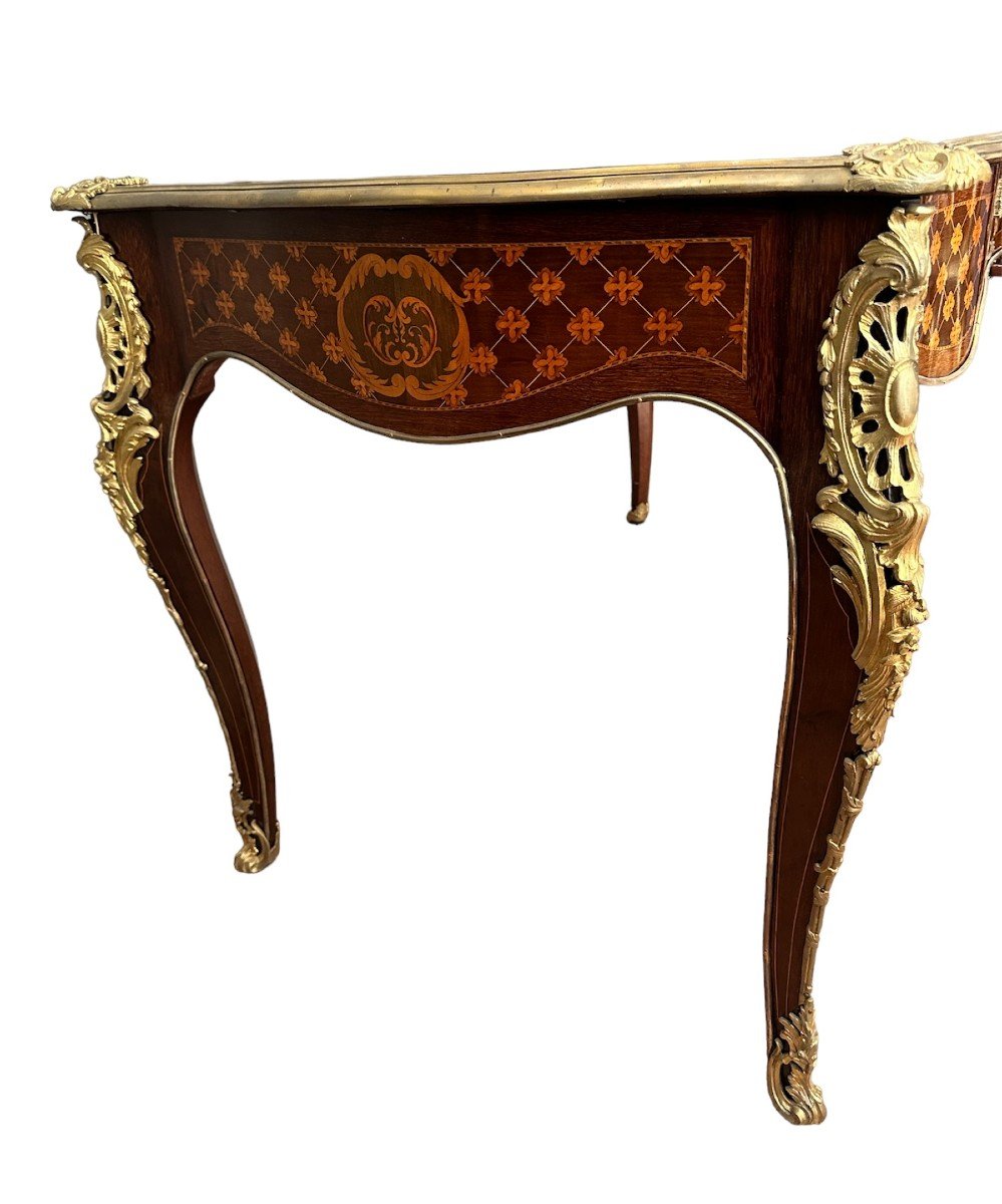 19th Century Inlaid Desk Mounted With Gilded Bronzes, By Paul Sormani-photo-4