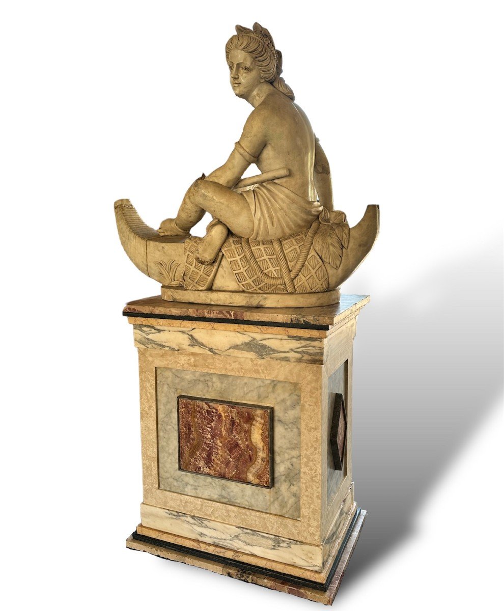 19ème Siècle, Sculpture En Marbre Avec Socle En Marbre Polychrome-photo-2