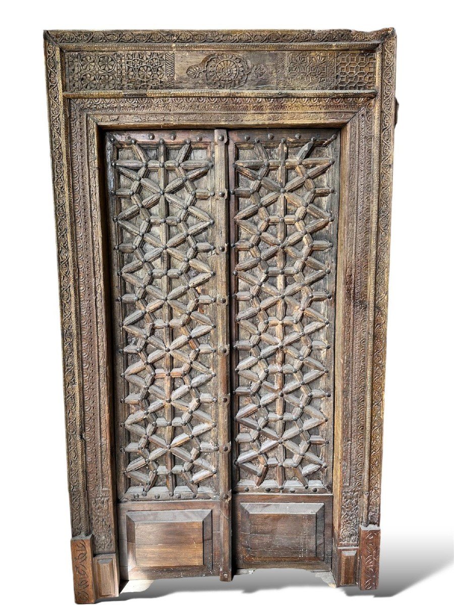 XVIII Century, Ancient Finely Carved Wooden Door