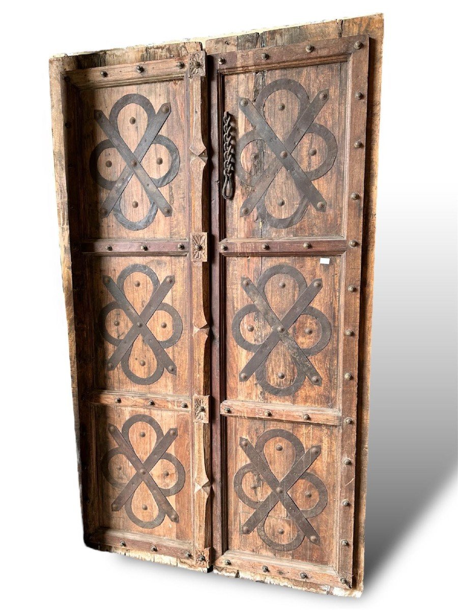 19th Century, Double Door, Solid Wood And Wrought Iron-photo-4