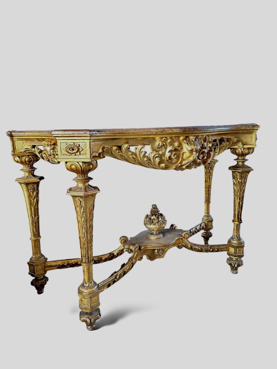 18th Century, Console In Gilded Wood-photo-4