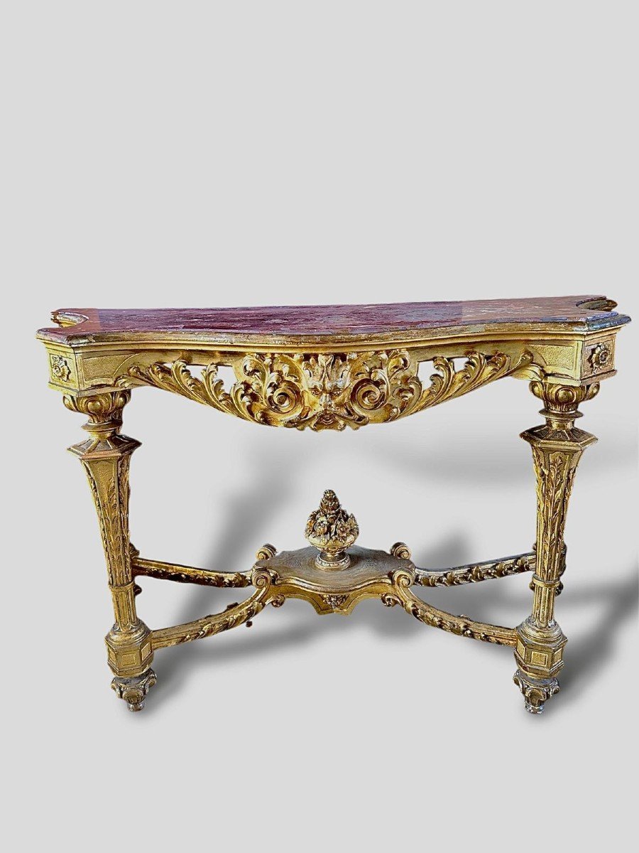 18th Century, Console In Gilded Wood