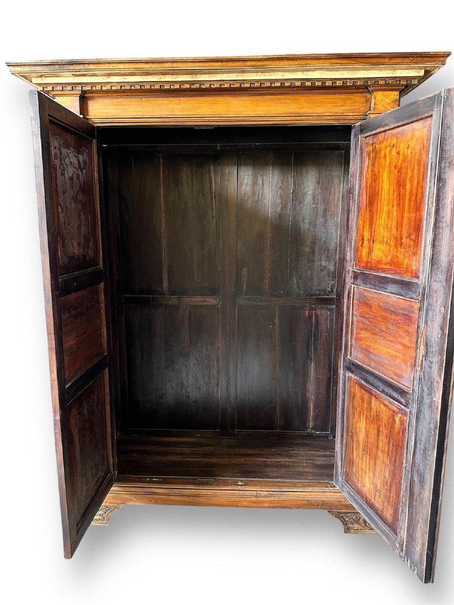 19th Century. Large Wardrobe In Wood And Marble-photo-3