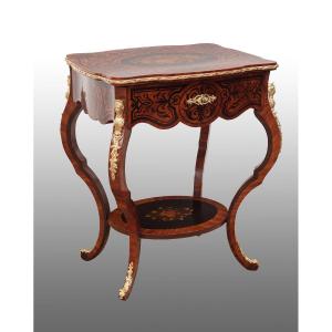 19th Century, Inlaid Work Table, With Gilt Bronze