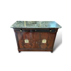 19ème Siècle, Buffet En Bois Avec Marbre Et Bronze Doré