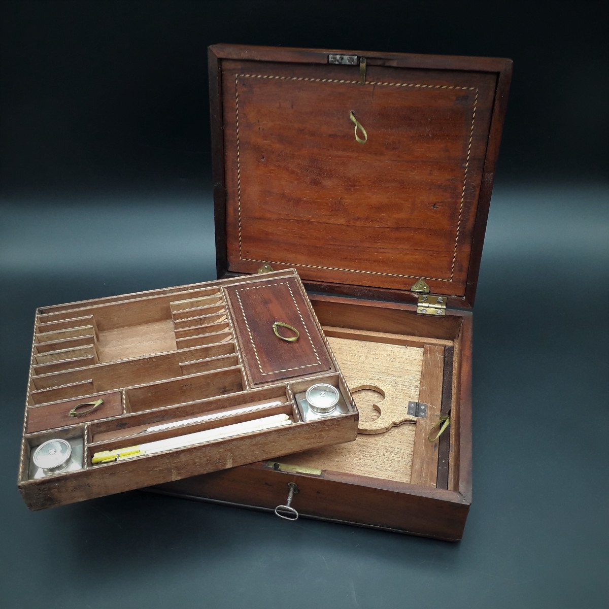 Inlaid Travel Box, 19th Century-photo-2