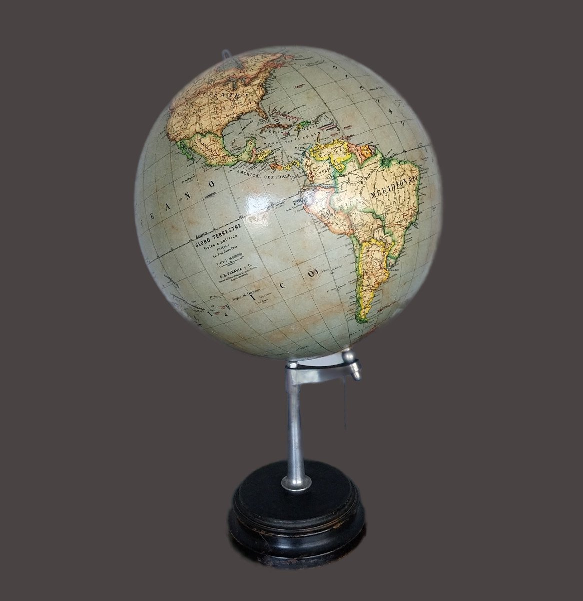 Terrestrial Globe G.b.paravia E C., Designed By Prof. Guido Coria, 1920