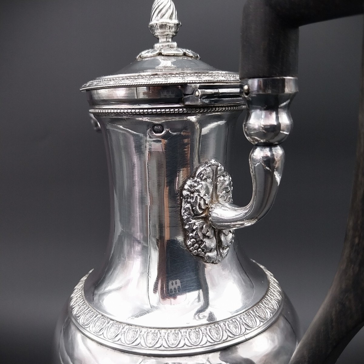 Coffee Pot In Solid Silver 950/1000, Paris, Empire Period, 1810.-photo-2