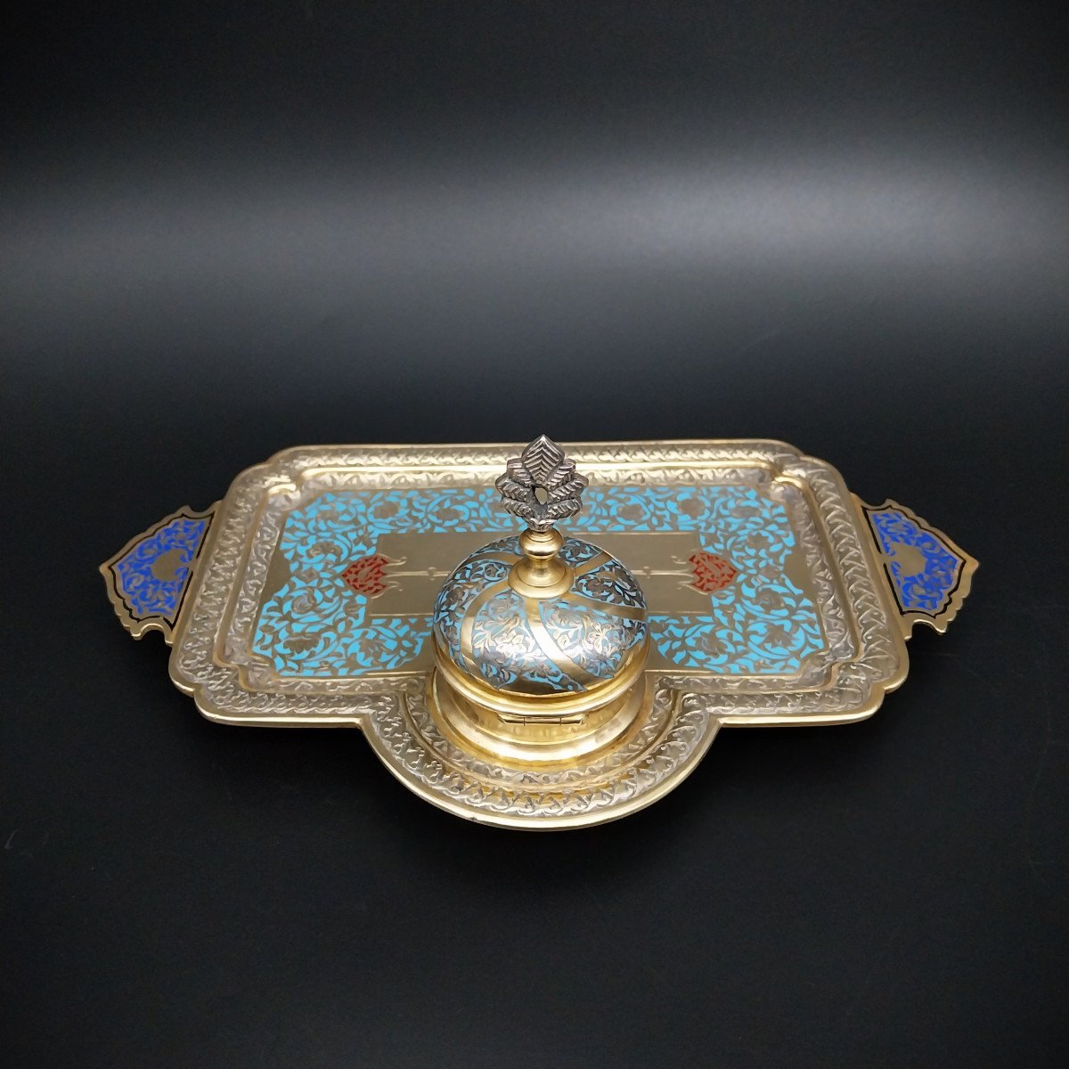 Inkwell With Champlevé Decoration, Late 19th Century.-photo-1