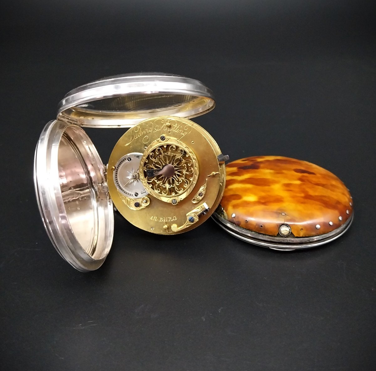 Large Verge Pocket Watch With Tortoisehell  Case.  XVIII Century-photo-8