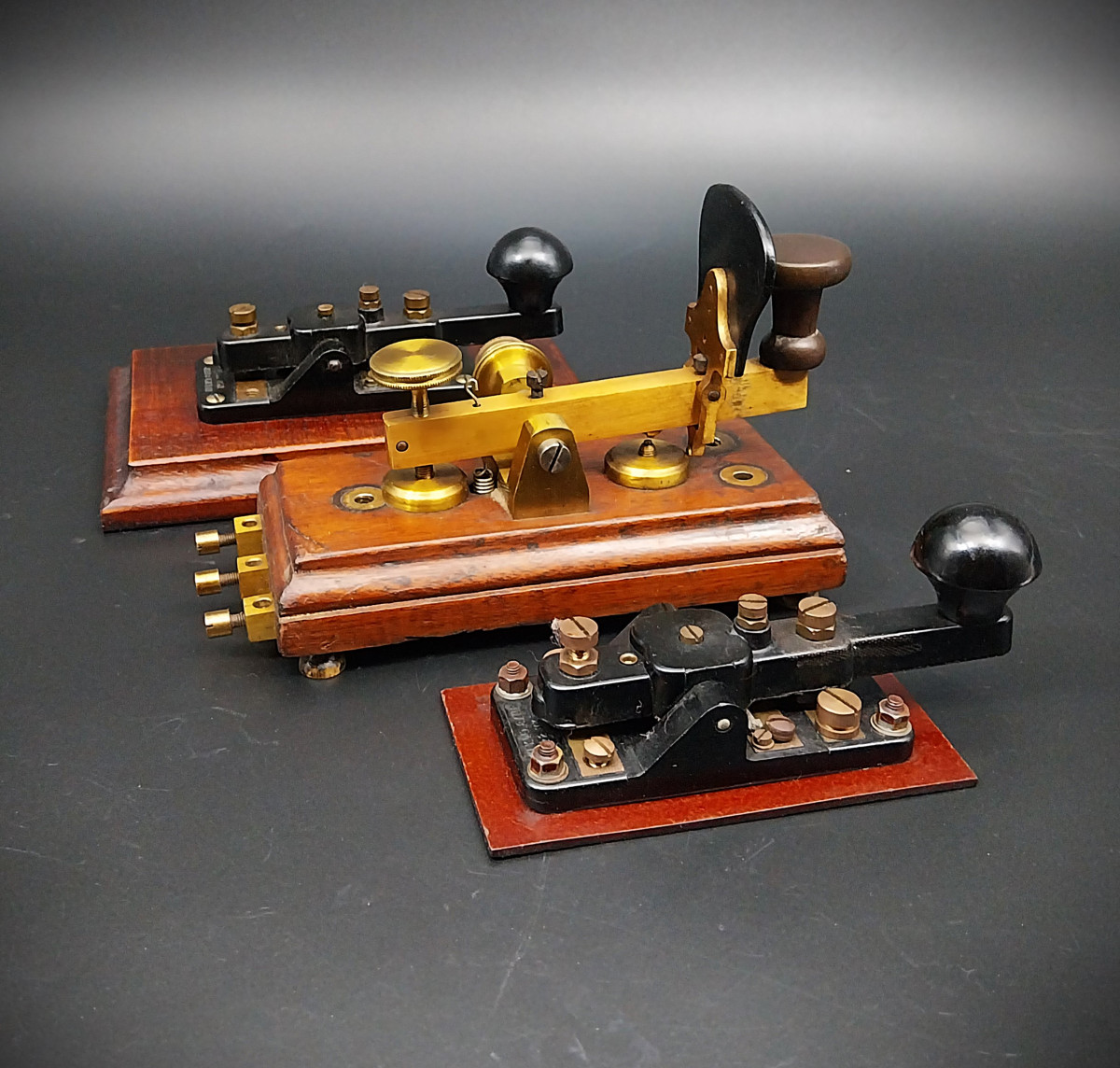 Morse Telegraph Key, Set Of 3.-photo-3