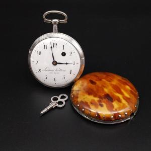 Large Verge Pocket Watch With Tortoisehell  Case.  XVIII Century