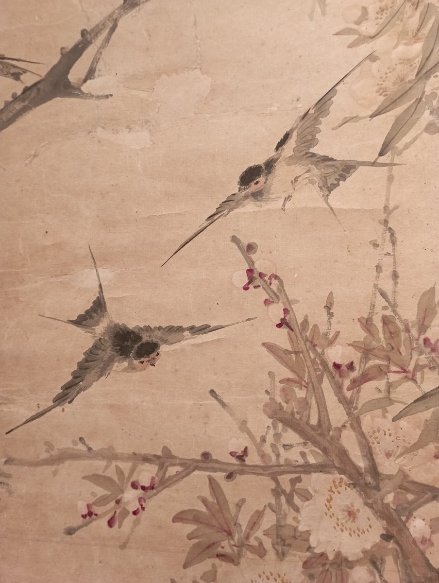 Signes Annonciateurs Du Printemps . Peinture Sur Rouleau Papier. Chine, Dynastie Ching Qing -photo-3