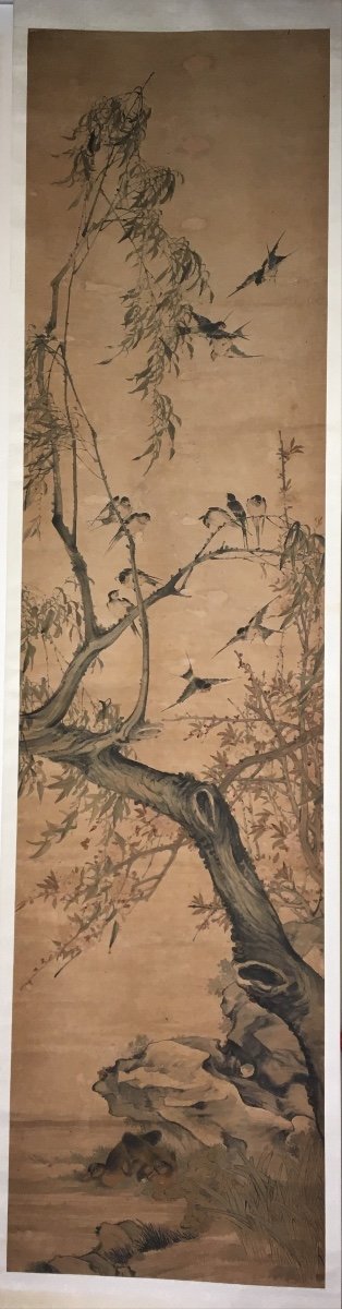 Signes Annonciateurs Du Printemps . Peinture Sur Rouleau Papier. Chine, Dynastie Ching Qing 