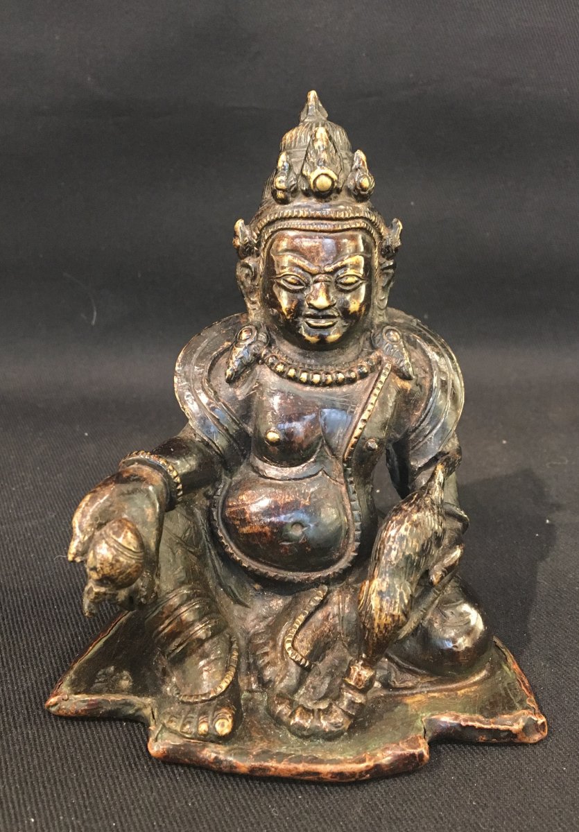 Bronze God Kubera Or Jambala, Tibetan God Of Wealth, Tibet, Himalayas, Himalayan Art. Asia