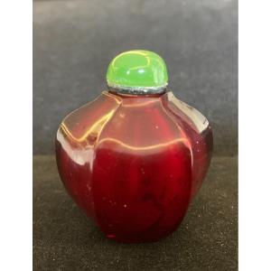 Red Beijing Glass Snuff Bottle, China 20th Century
