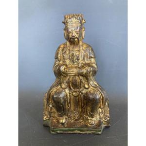 Dieu Taoïste Divinité Chinoise Ming Bronze Doré