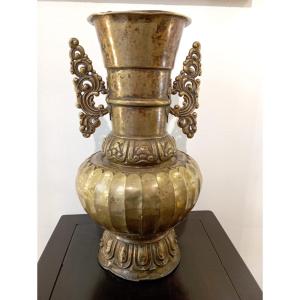 Himalayan Ceremonial Vase XVIIIth Century Copper Repousse Nepal Asia