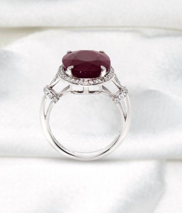 14 Kt. 8.48 Ct White Gold Unheated Ruby And 0.33 Ct Diamond Ring, Igi Certified-photo-4