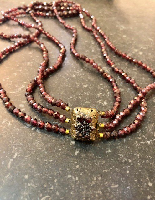 Three Row Garnet Necklace-photo-4