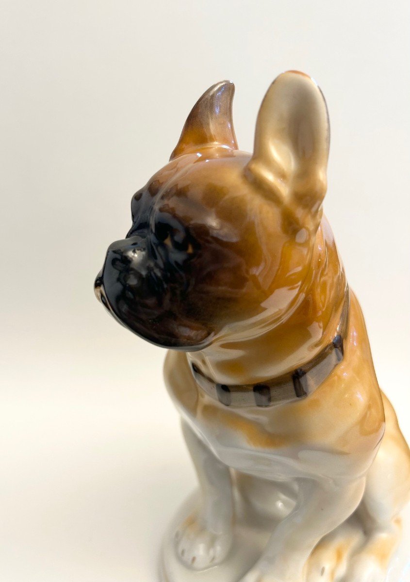 Porcelaine De Russie Lomonosov Porcelaine Bouledogue Français Lfz-photo-2