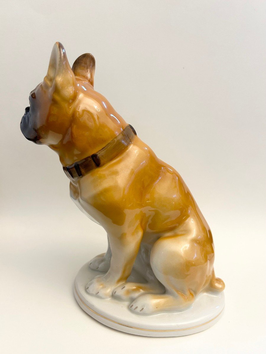 Porcelaine De Russie Lomonosov Porcelaine Bouledogue Français Lfz-photo-4