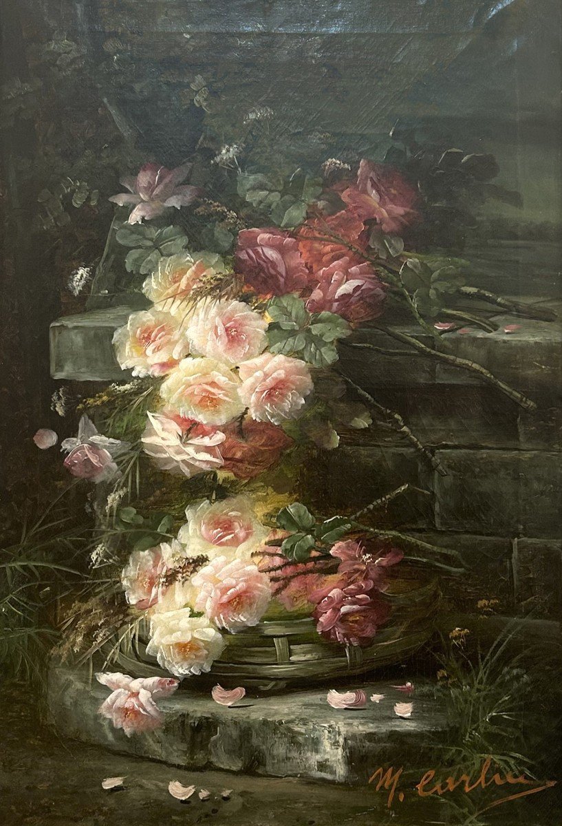 Belgian Painter Max Carlier 1872 - 1938 Still Life With Flowers -photo-3