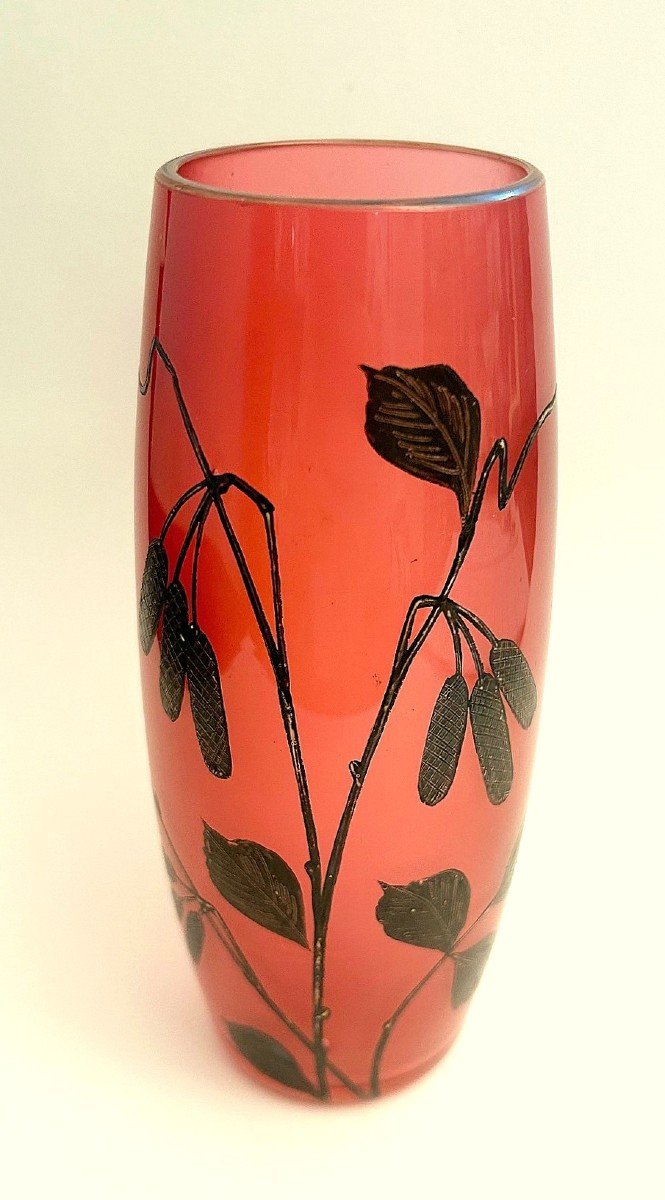 Vase Art Nouveau En Verre Feuilleté