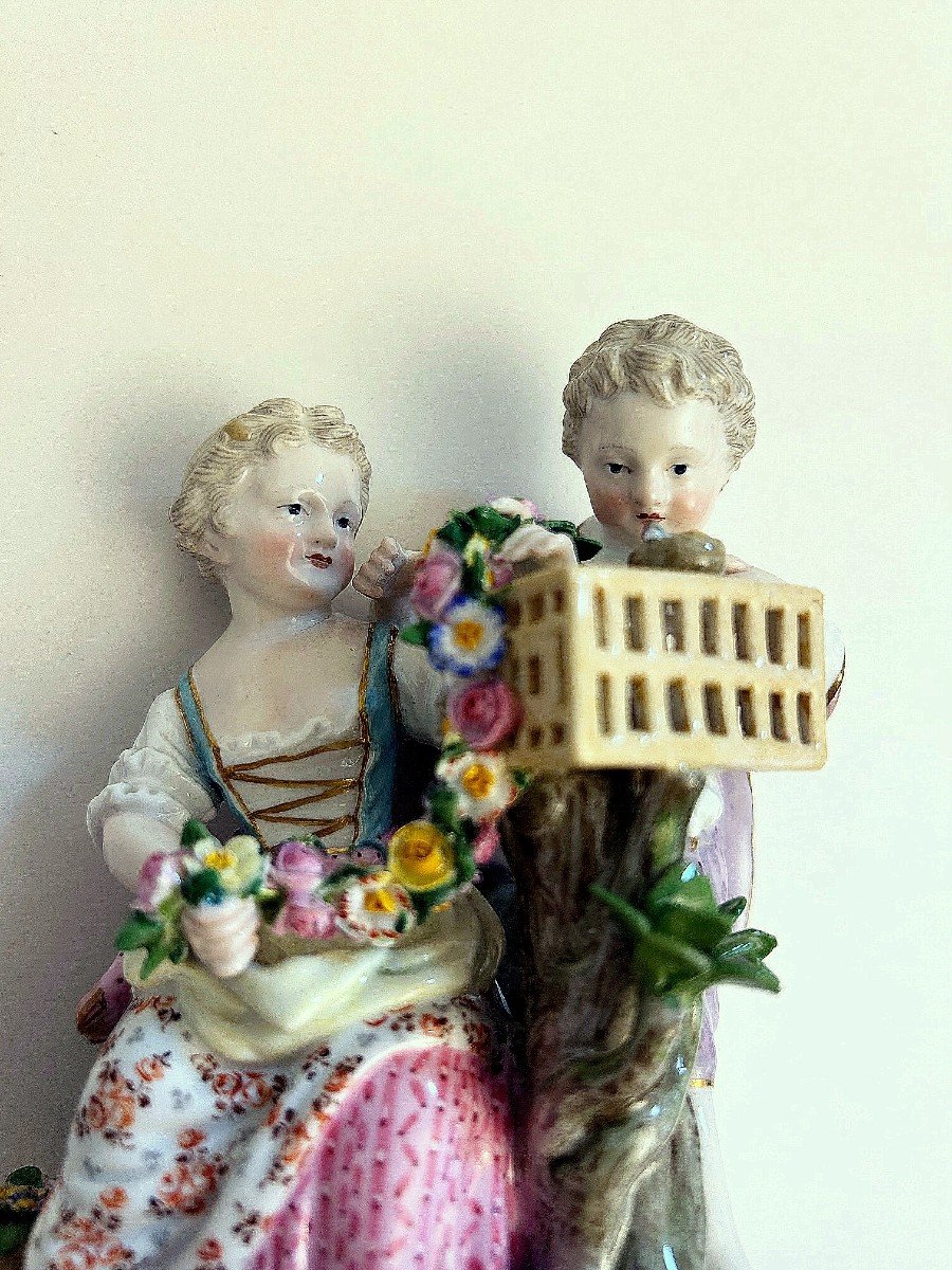 Porcelaine de Meissen, Scène Galante d'enfants, Première Moitié du XIXe Siècle.-photo-2