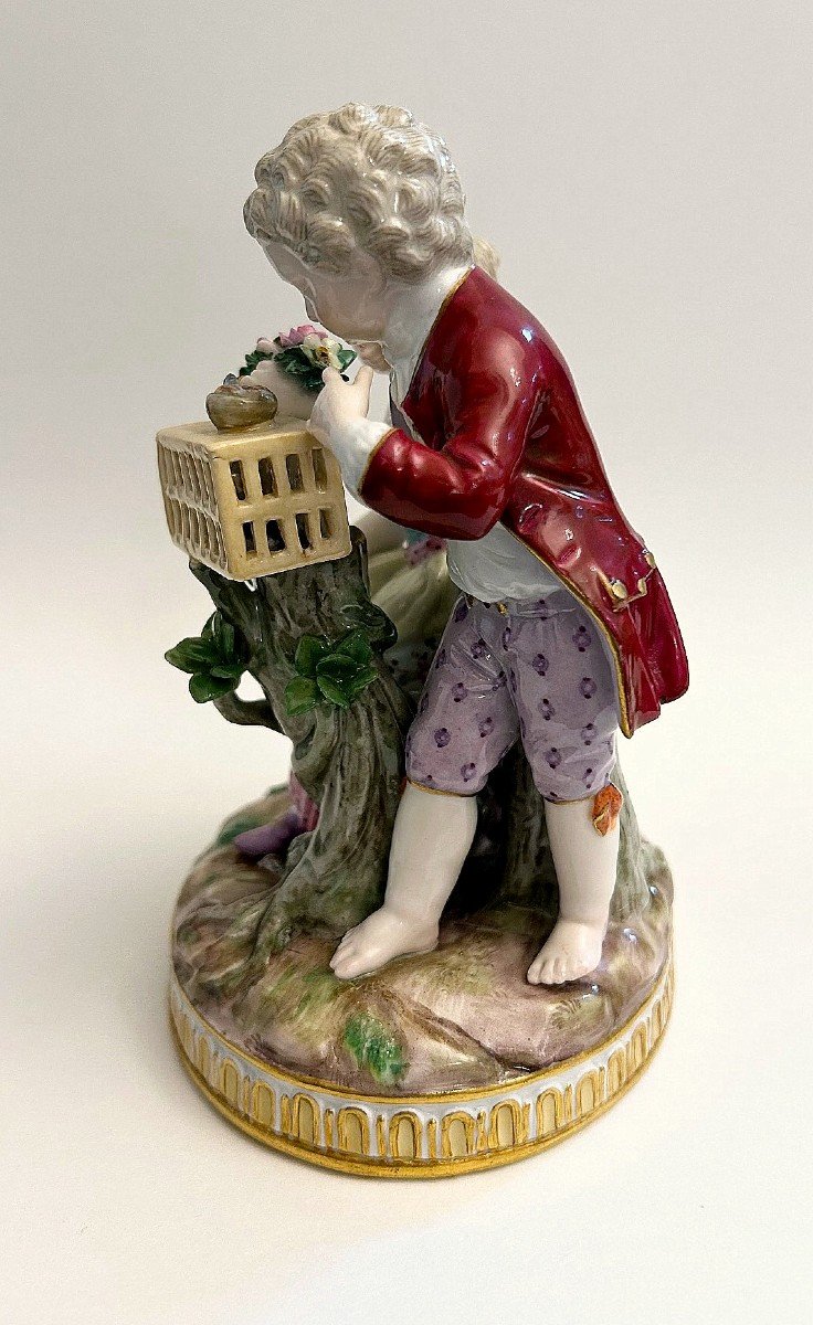 Meissen Porcelain, Children's Gallant Scene First Half Of The 19th Century.-photo-3