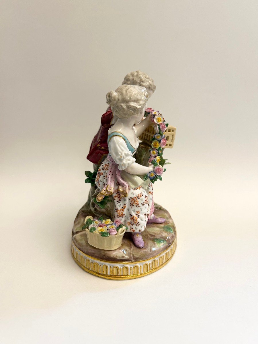 Meissen Porcelain, Children's Gallant Scene First Half Of The 19th Century.-photo-2