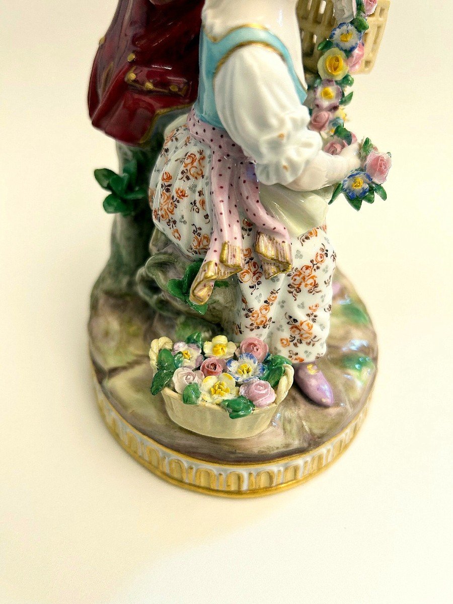 Meissen Porcelain, Children's Gallant Scene First Half Of The 19th Century.-photo-4