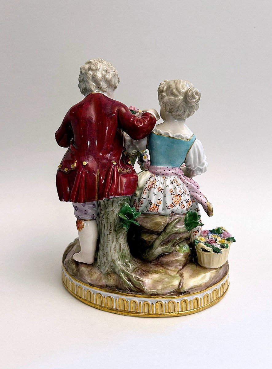 Meissen Porcelain, Children's Gallant Scene First Half Of The 19th Century.-photo-5