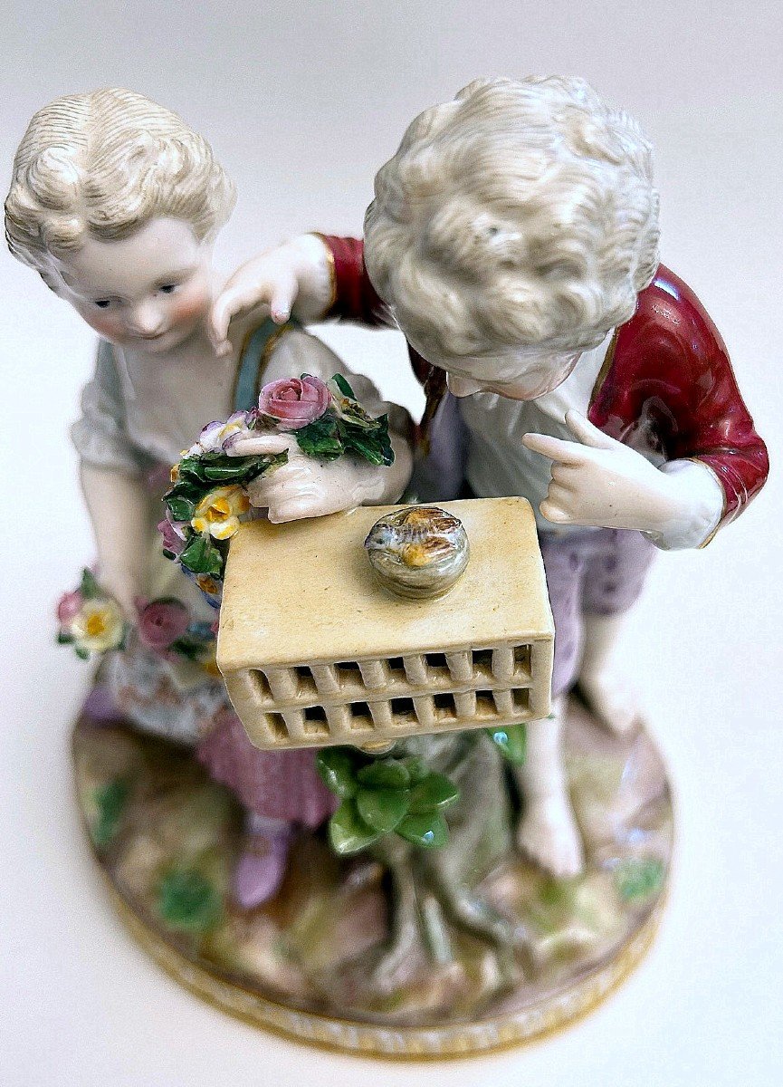 Meissen Porcelain, Children's Gallant Scene First Half Of The 19th Century.-photo-6