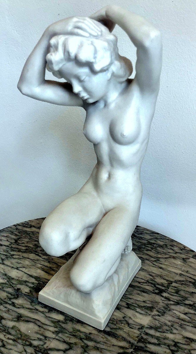 Porcelaine De Hutschenreuther, Statue d'Une Jeune Fille, Biscuit  Karl Tutter (1883 – 1969)-photo-2