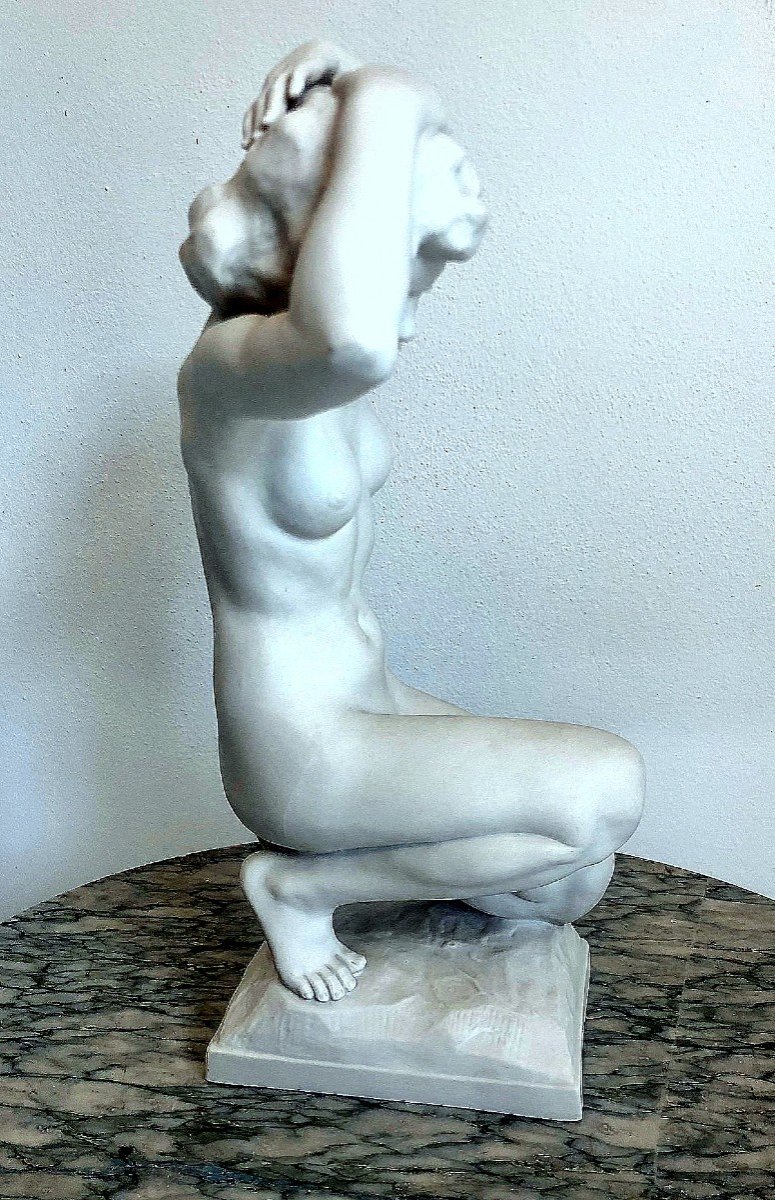 Porcelaine De Hutschenreuther, Statue d'Une Jeune Fille, Biscuit  Karl Tutter (1883 – 1969)-photo-3