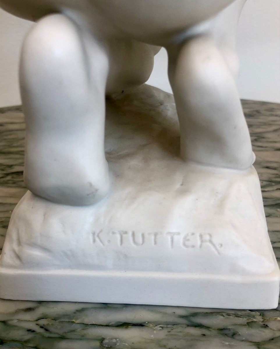 Porcelaine De Hutschenreuther, Statue d'Une Jeune Fille, Biscuit  Karl Tutter (1883 – 1969)-photo-2