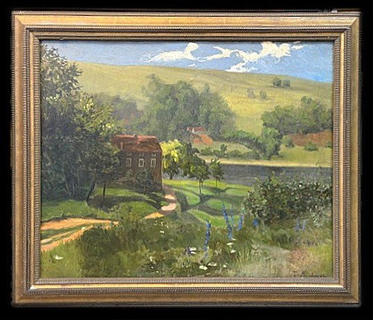 "french Landscape" By The Painter Theodor Marbach