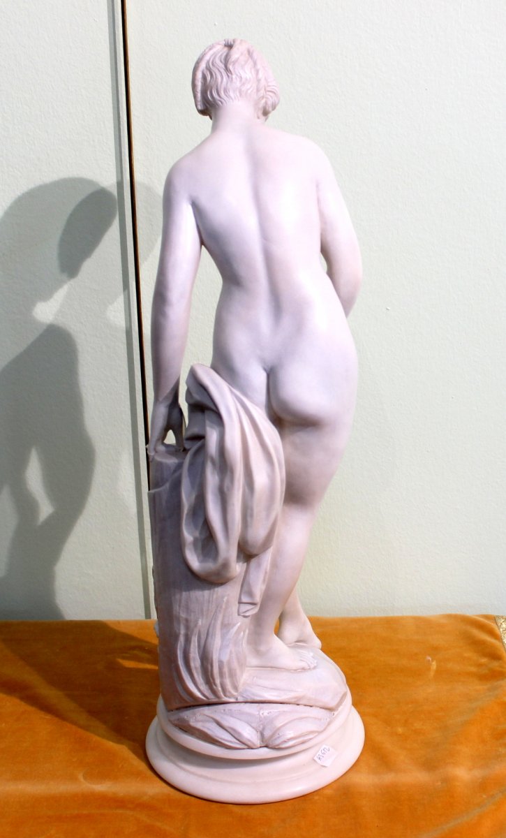 Alabaster Statue Of A Venus From France, Height 64 Cm Around 1930-photo-2